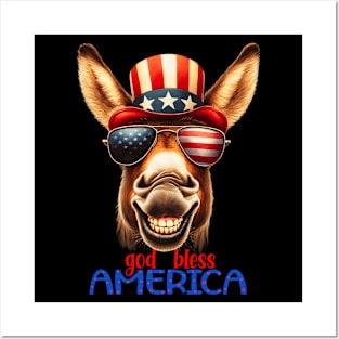 God bless america usa donkey Posters and Art